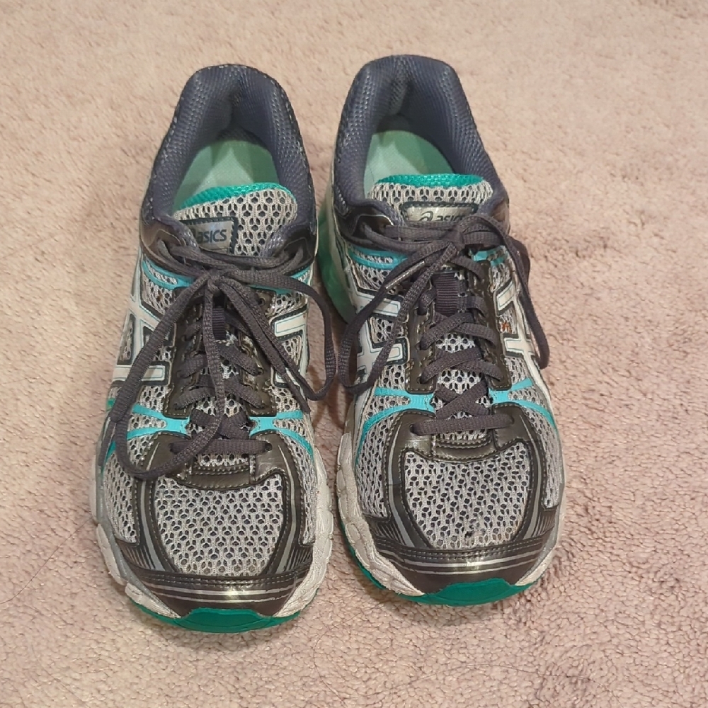 ASICS Teal and Gray Athletic Sneakers